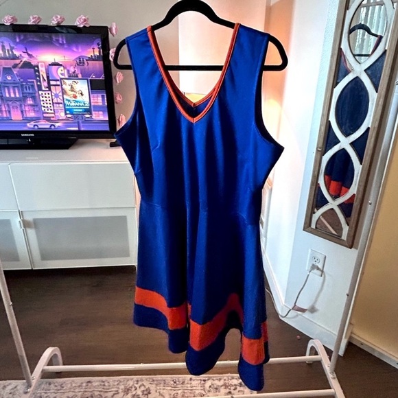 $22! 💙🧡 Fit and flare blue and orange sports cheer varsity skater dress 🏈⚾️ - Picture 2 of 4